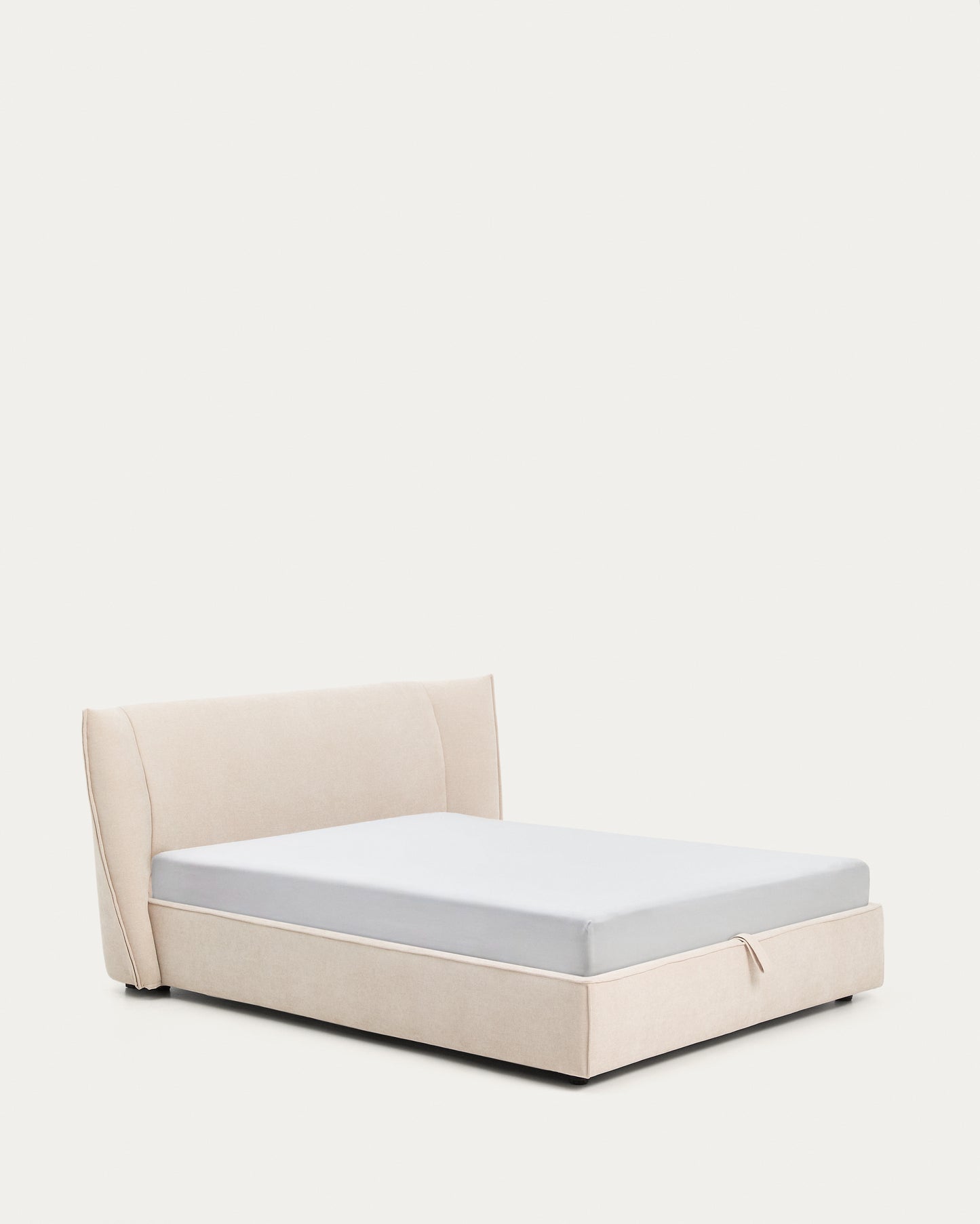 Letto sfoderabile Arvian in ciniglia beige con contenitore apribile per materasso 160 x 200 cm
