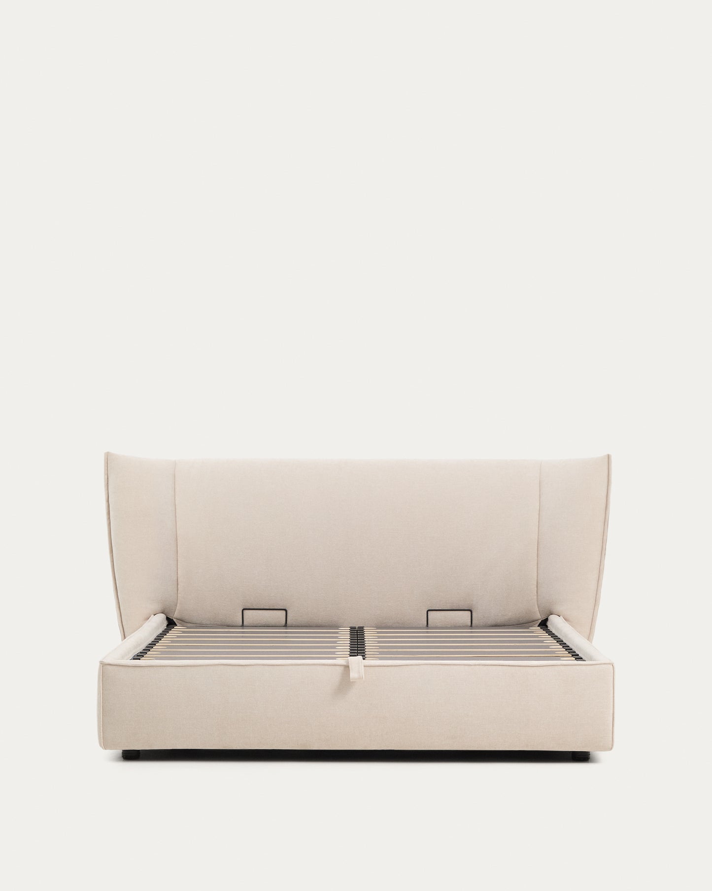 Letto sfoderabile Arvian in ciniglia beige con contenitore apribile per materasso 160 x 200 cm
