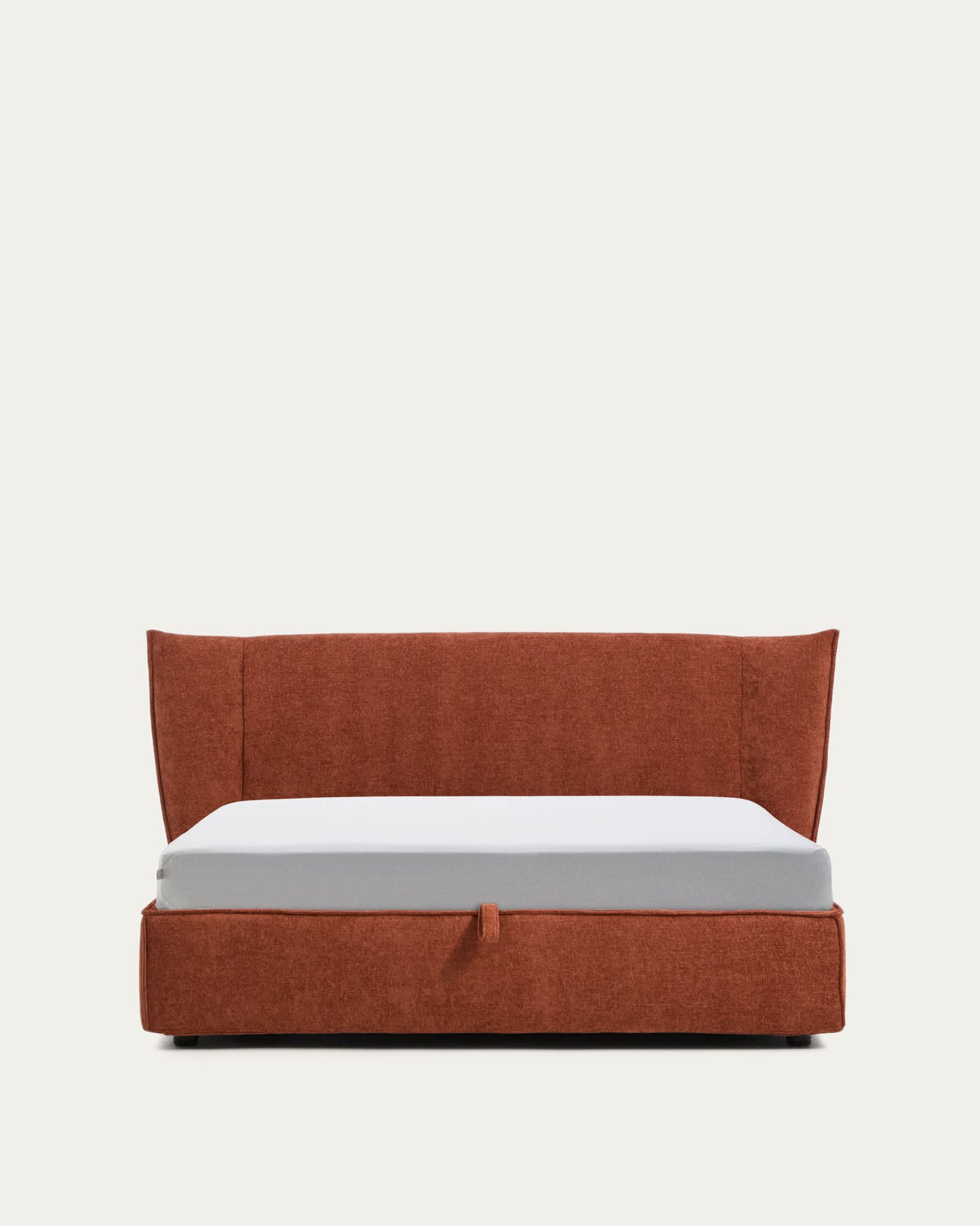 Letto sfoderabile Arvian in ciniglia terracotta con contenitore apribile per materasso 160 x 200 cm