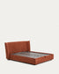 Letto sfoderabile Arvian in ciniglia terracotta con contenitore apribile per materasso 160 x 200 cm
