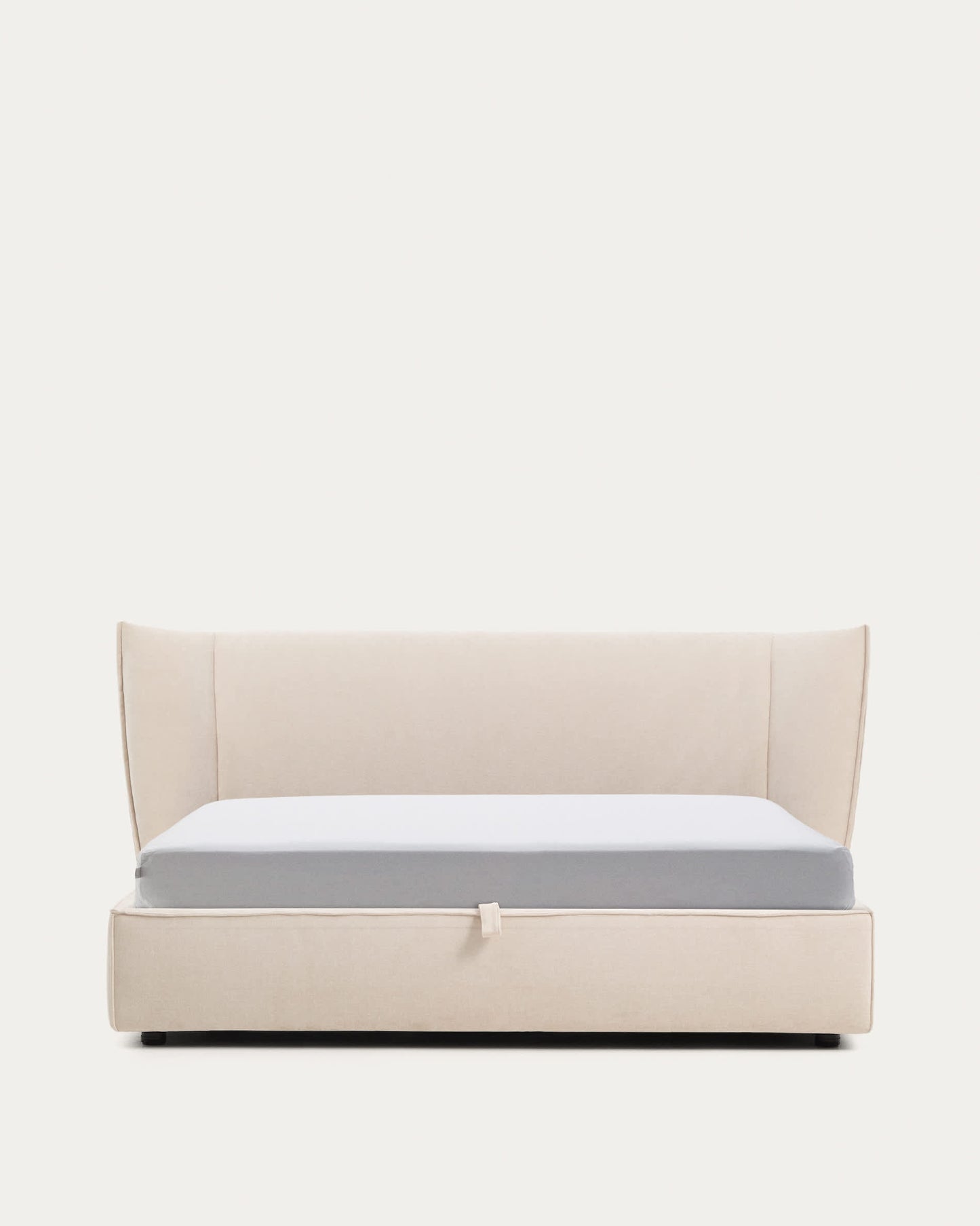 Letto sfoderabile Arvian in ciniglia beige con contenitore apribile per materasso 180 x 200 cm