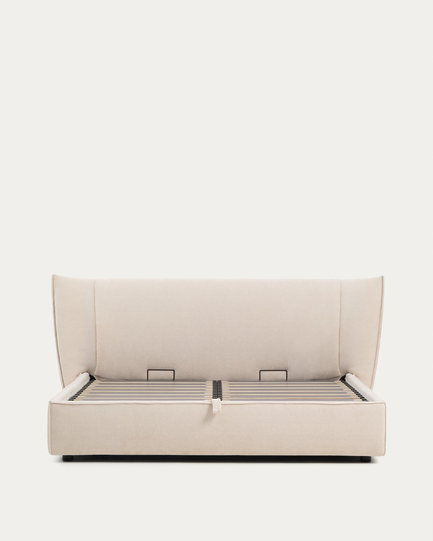 Letto sfoderabile Arvian in ciniglia beige con contenitore apribile per materasso 180 x 200 cm