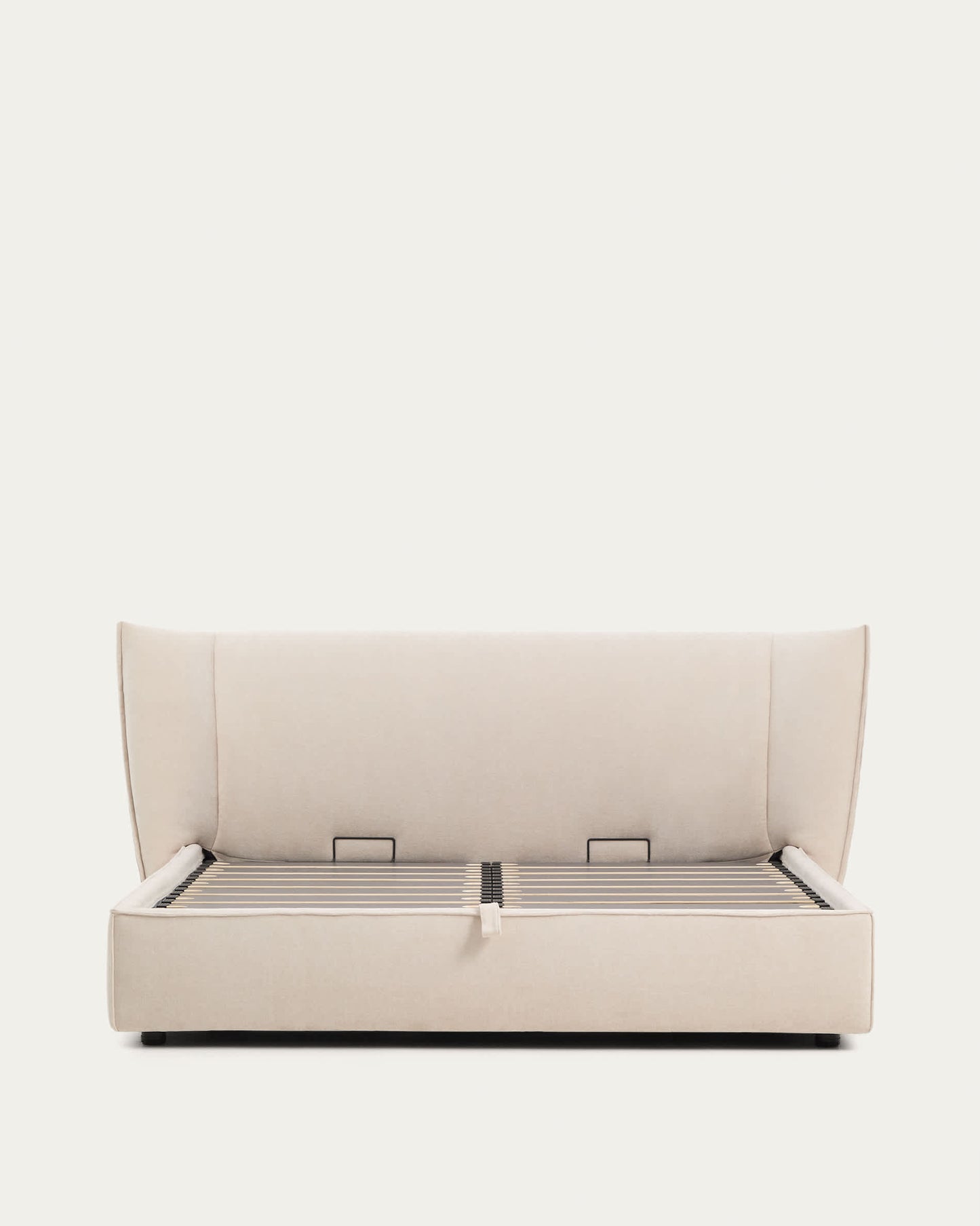Letto sfoderabile Arvian in ciniglia beige con contenitore apribile per materasso 180 x 200 cm