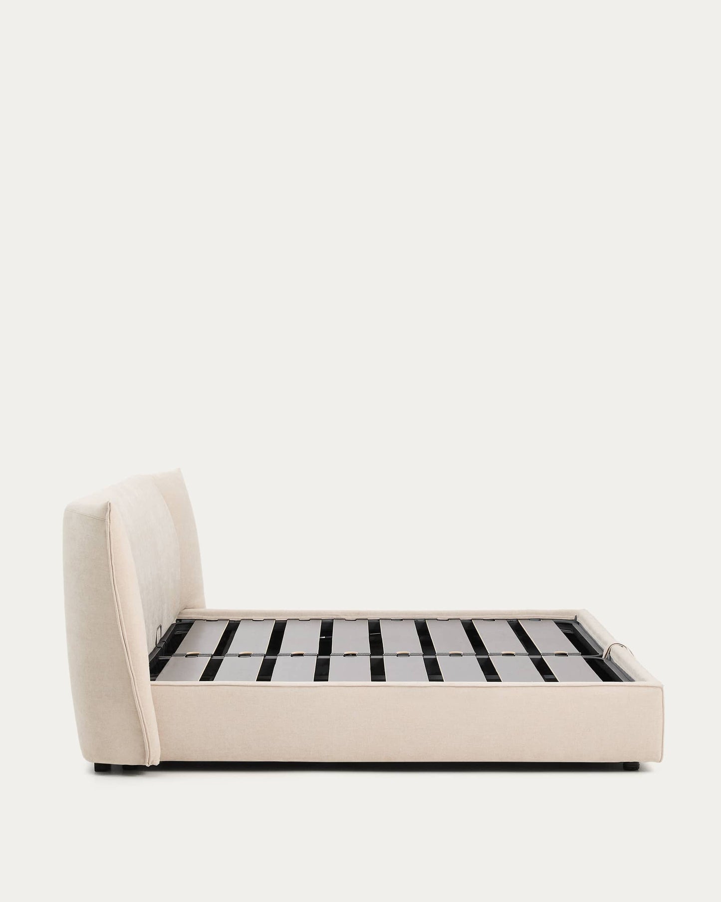 Letto sfoderabile Arvian in ciniglia beige con contenitore apribile per materasso 180 x 200 cm