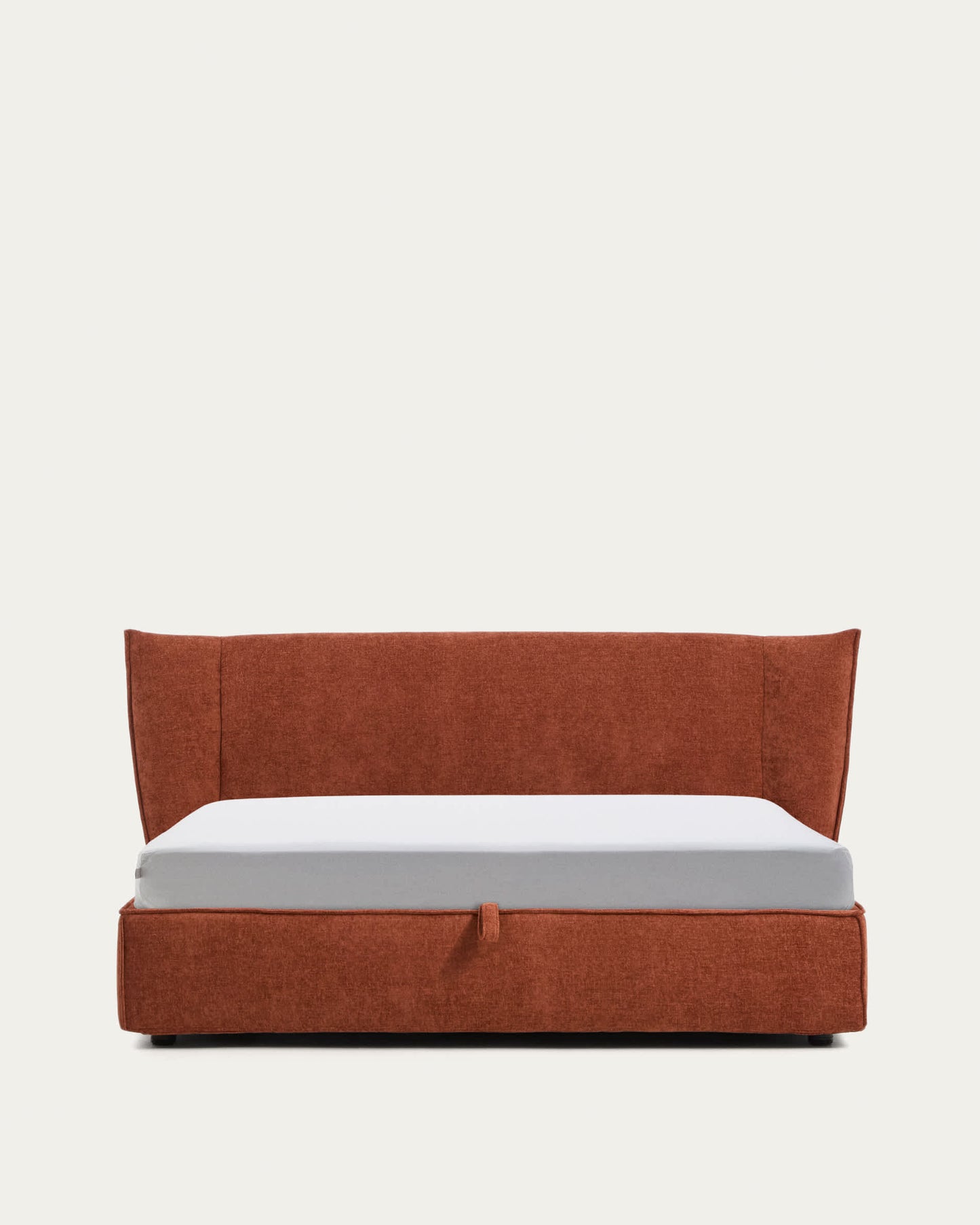 Letto sfoderabile Arvian in ciniglia terracotta con contenitore apribile per materasso 180 x 200 cm