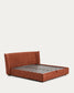 Letto sfoderabile Arvian in ciniglia terracotta con contenitore apribile per materasso 180 x 200 cm
