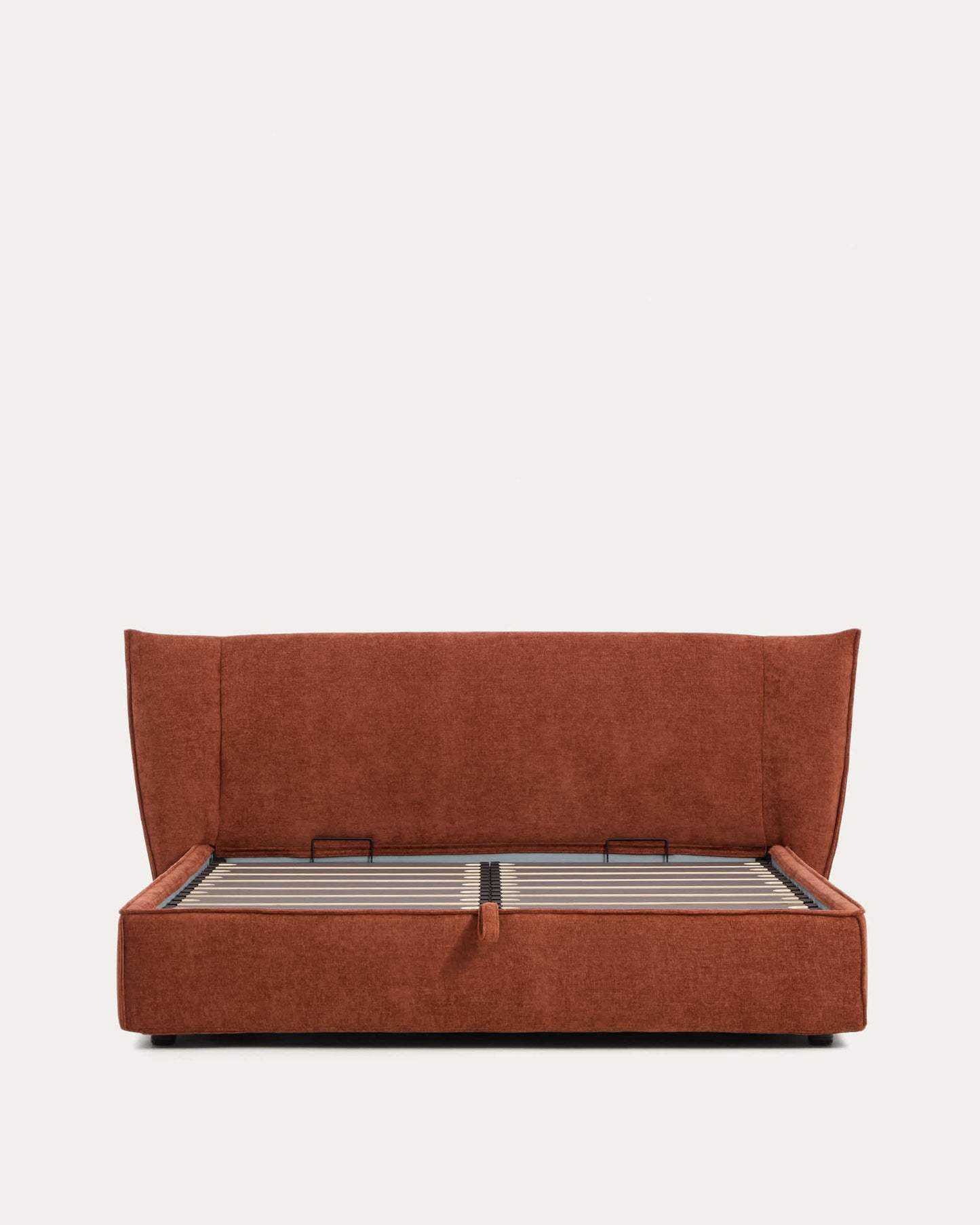 Letto sfoderabile Arvian in ciniglia terracotta con contenitore apribile per materasso 180 x 200 cm