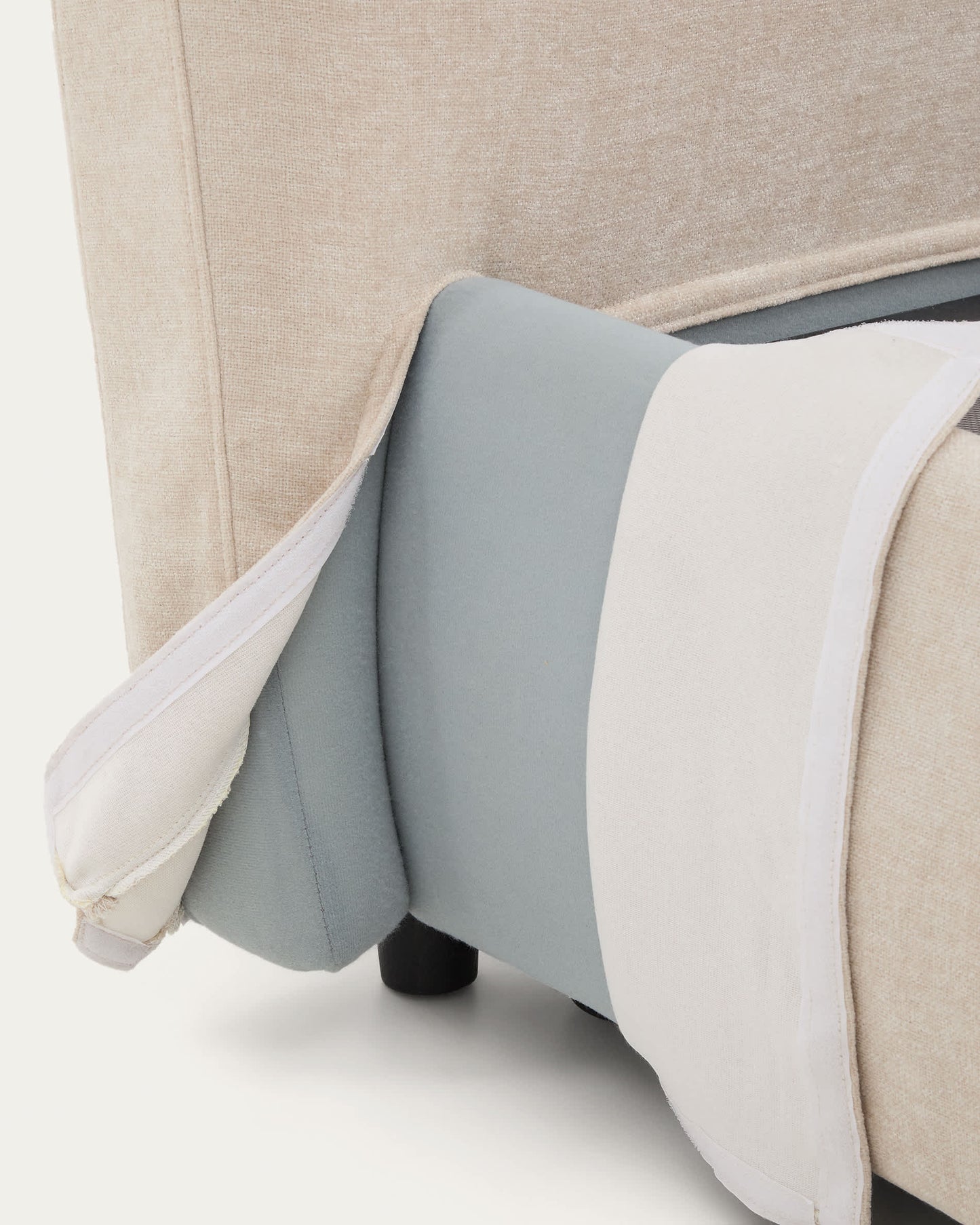 Letto sfoderabile Dafra in ciniglia beige con contenitore apribile per materasso 160 x 200 cm