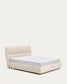 Letto sfoderabile Dafra in ciniglia beige con contenitore apribile per materasso 160 x 200 cm