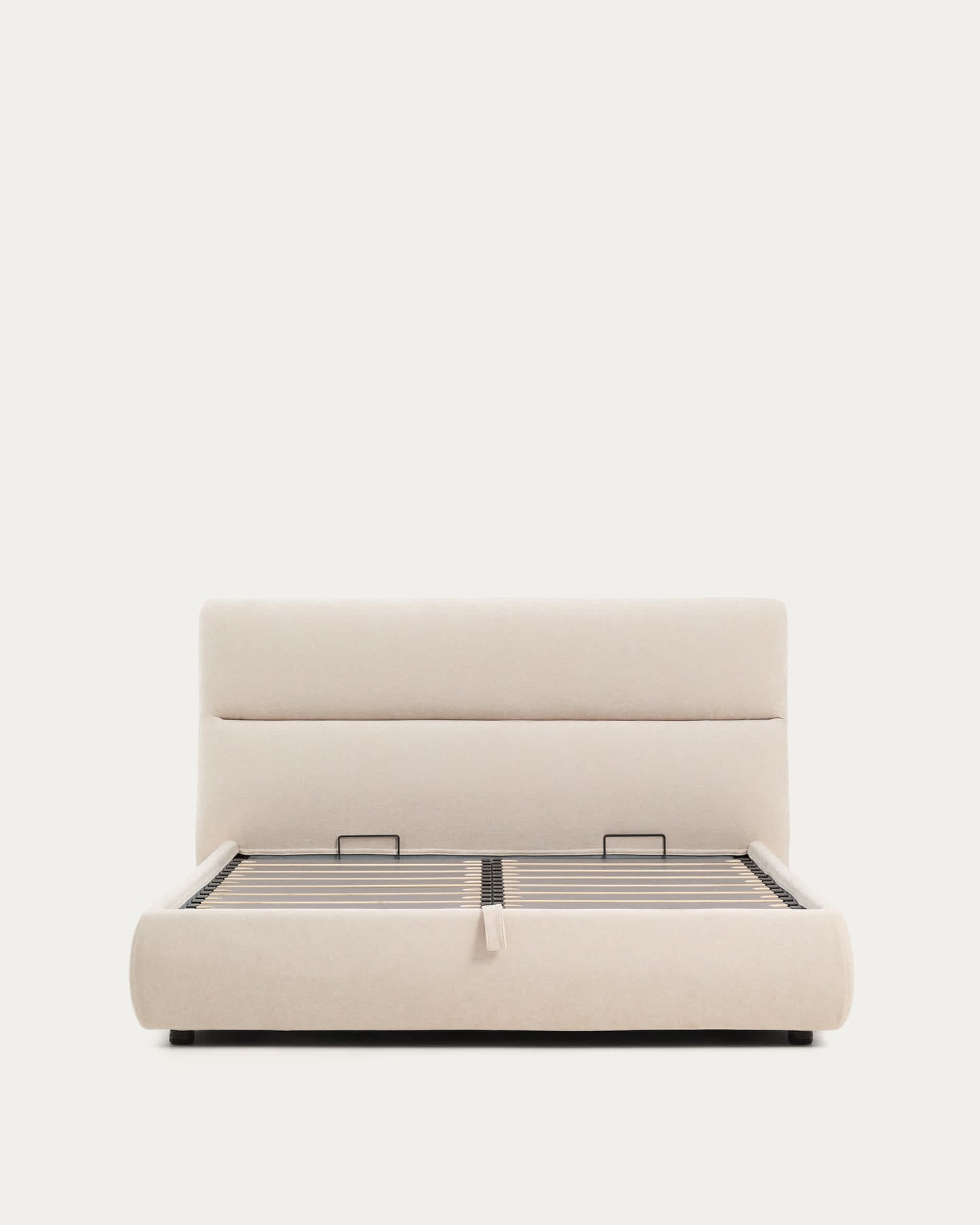 Letto sfoderabile Dafra in ciniglia beige con contenitore apribile per materasso 160 x 200 cm