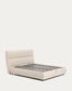 Letto sfoderabile Dafra in ciniglia beige con contenitore apribile per materasso 160 x 200 cm