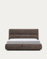 Letto sfoderabile Dafra in ciniglia marrone scuro con contenitore apribile per materasso 180 x 200 cm