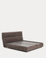 Letto sfoderabile Dafra in ciniglia marrone scuro con contenitore apribile per materasso 180 x 200 cm