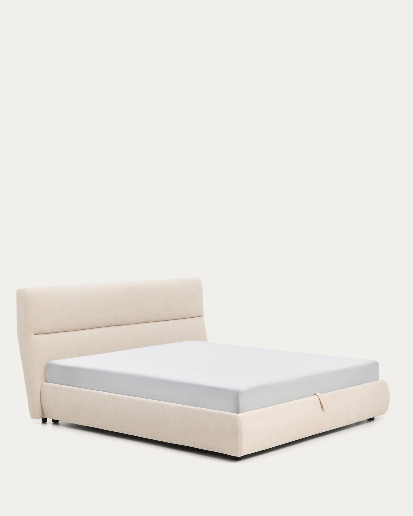 Letto sfoderabile Dafra in ciniglia beige con contenitore apribile per materasso 180 x 200 cm