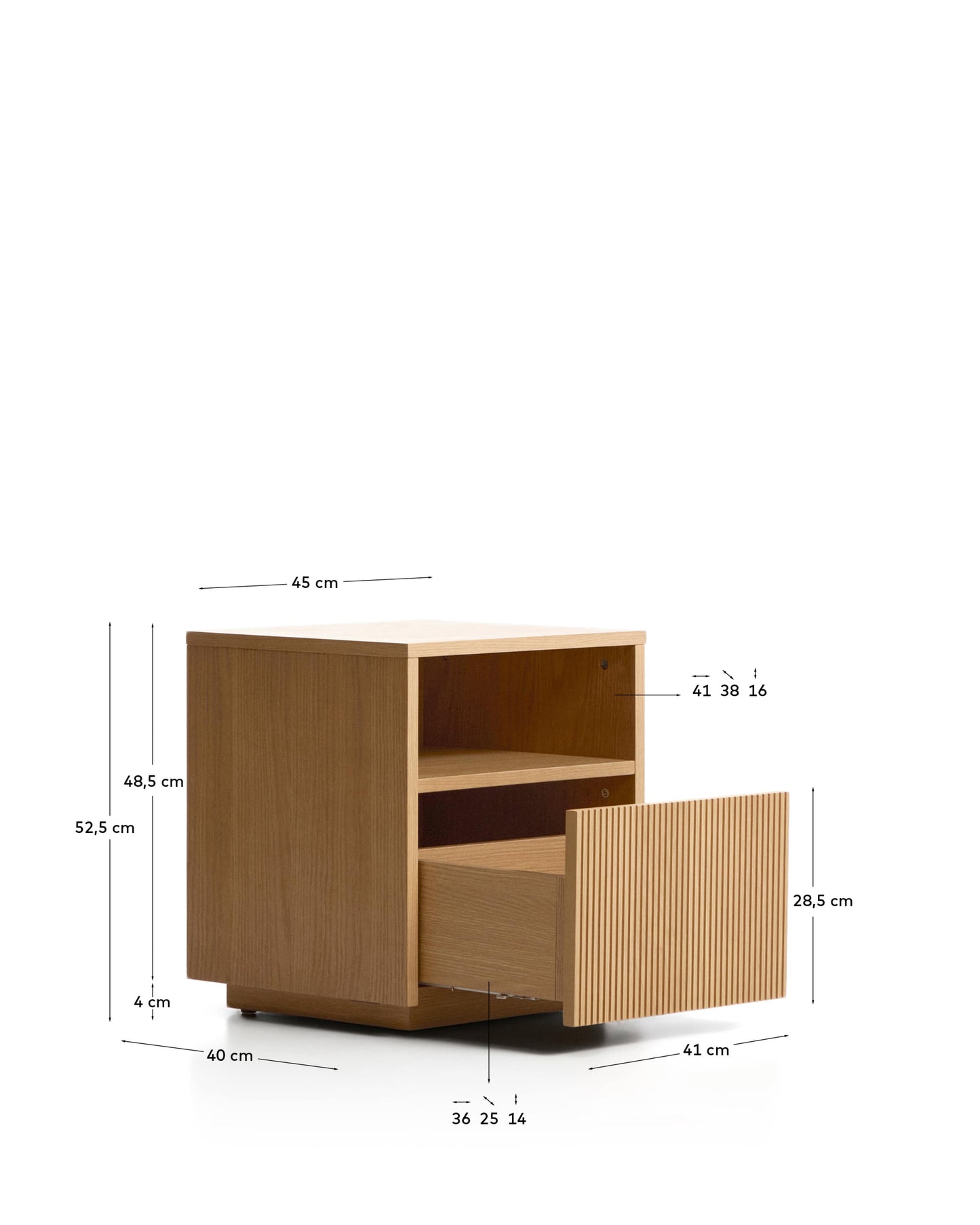 Comodino Helvine 1 cassetto in impiallacciato di rovere 45 x 52 cm FSC 100%