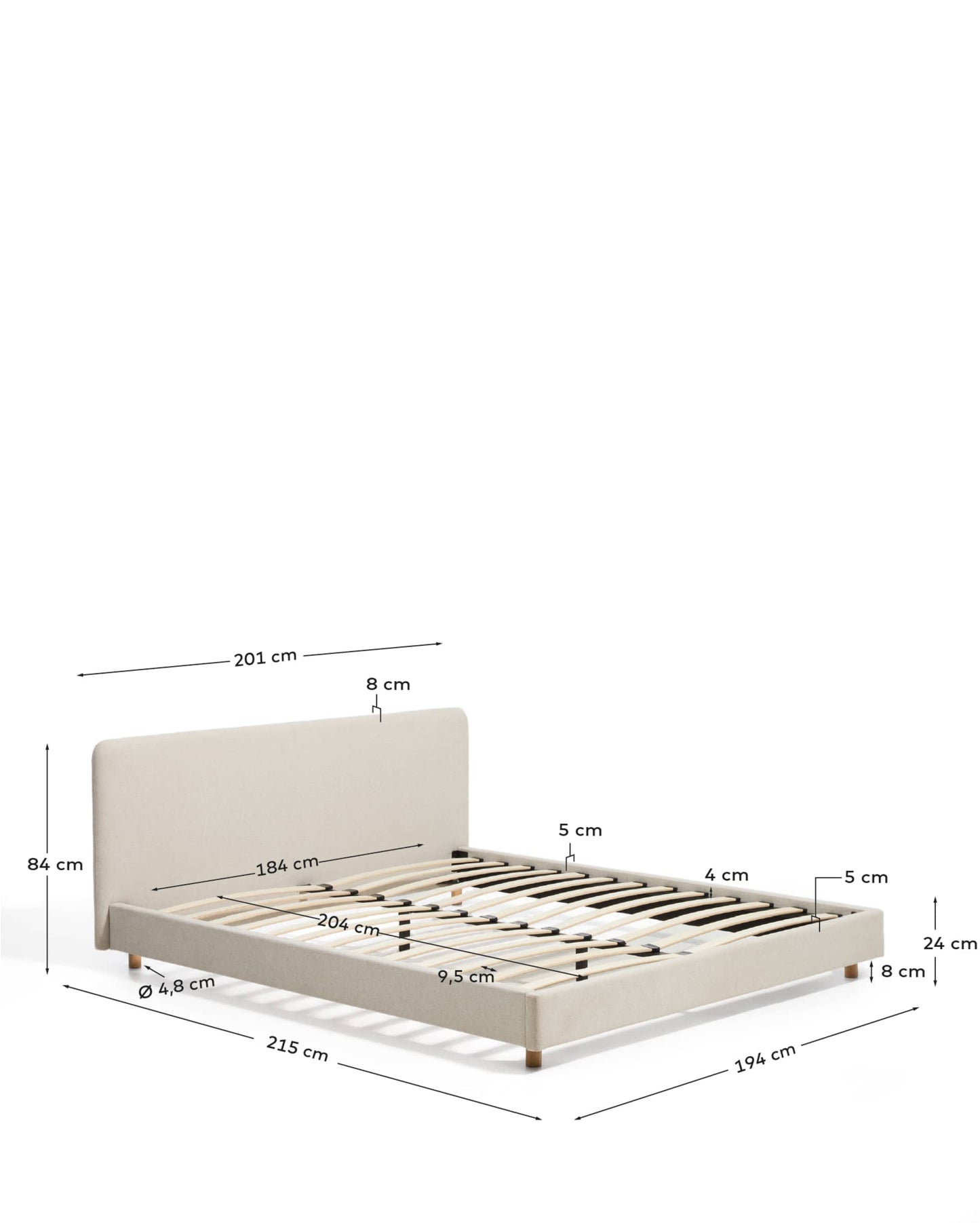 Letto Selven in ciniglia beige