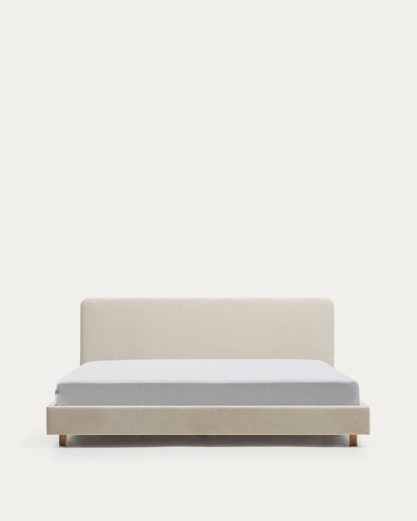 Letto Selven in ciniglia beige per materasso da 180 x 200 cm