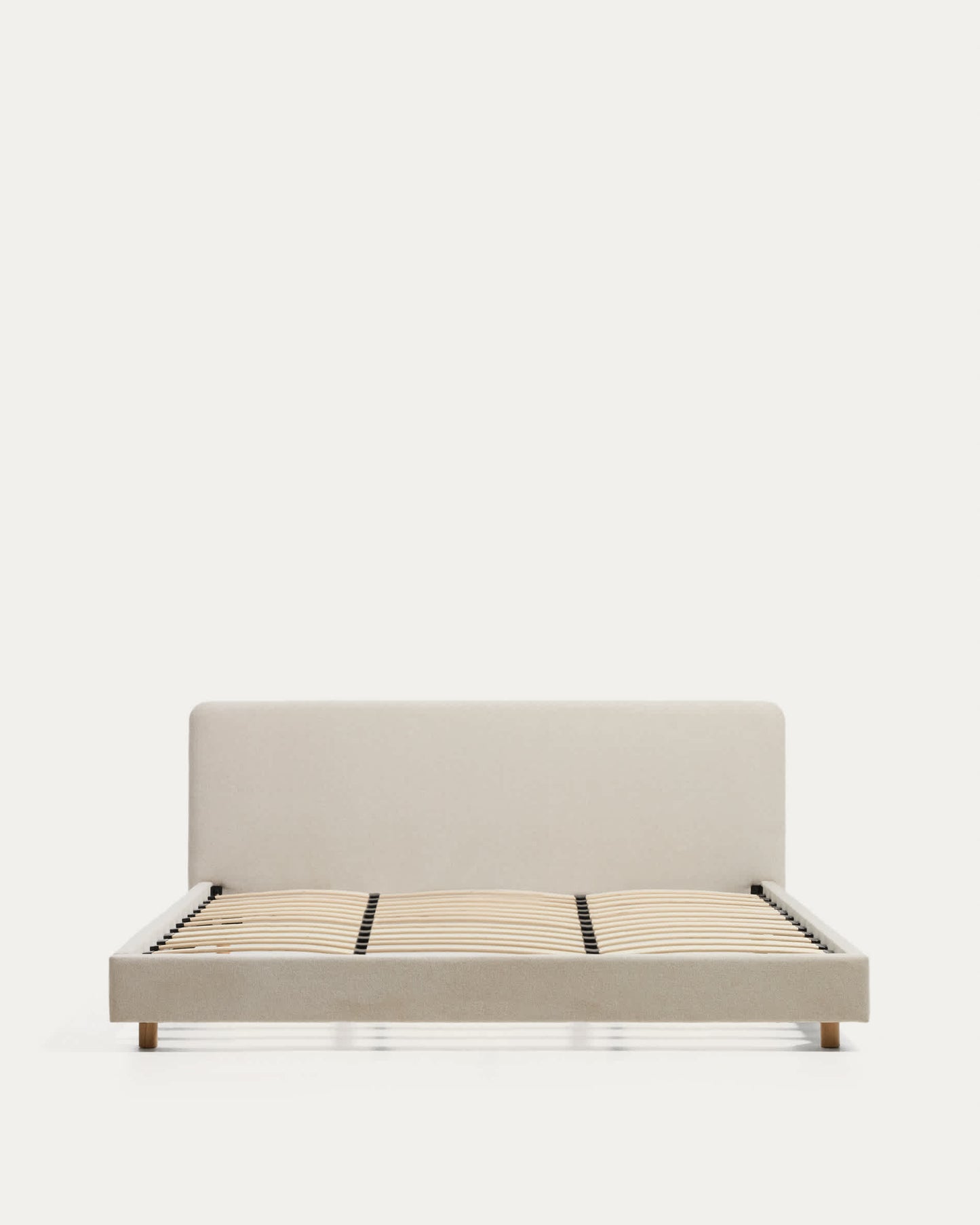 Letto Selven in ciniglia beige per materasso da 180 x 200 cm