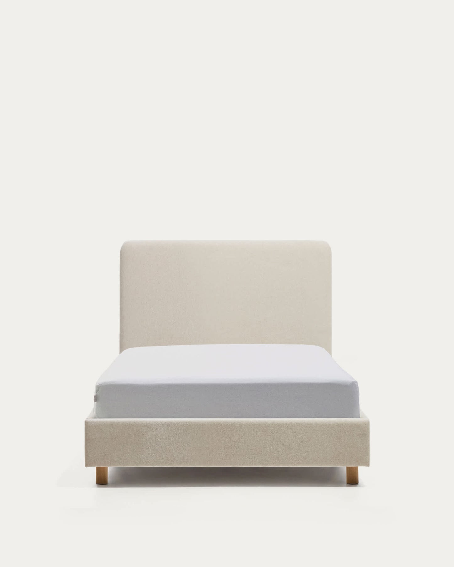 Letto Selven in ciniglia beige per materasso da 90 x 200 cm