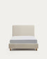 Letto Selven in ciniglia beige per materasso da 90 x 200 cm