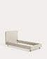 Letto Selven in ciniglia beige per materasso da 90 x 200 cm