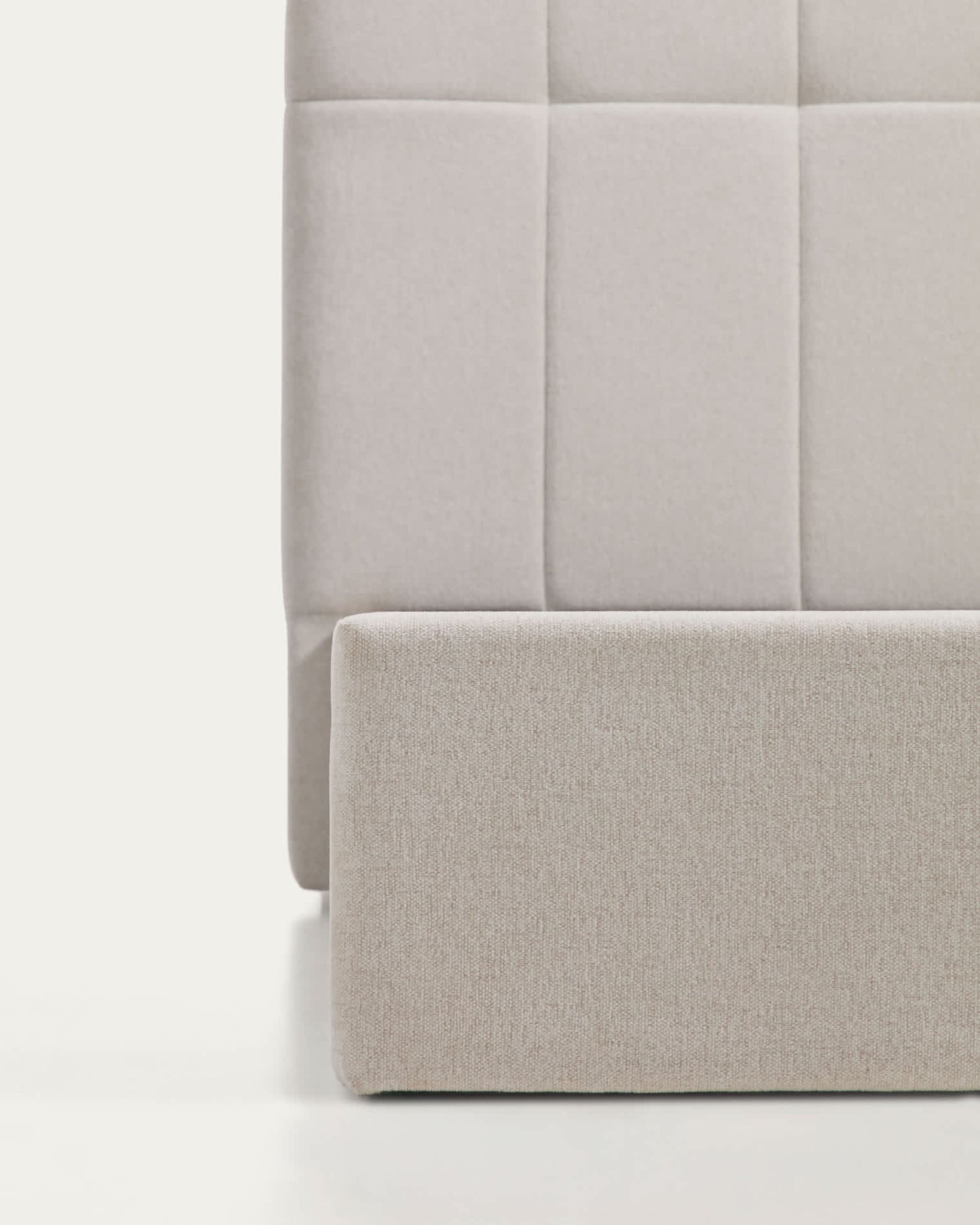 Letto contenitore sollevabile Darnela in ciniglia écru per materasso da 90 x 200 cm