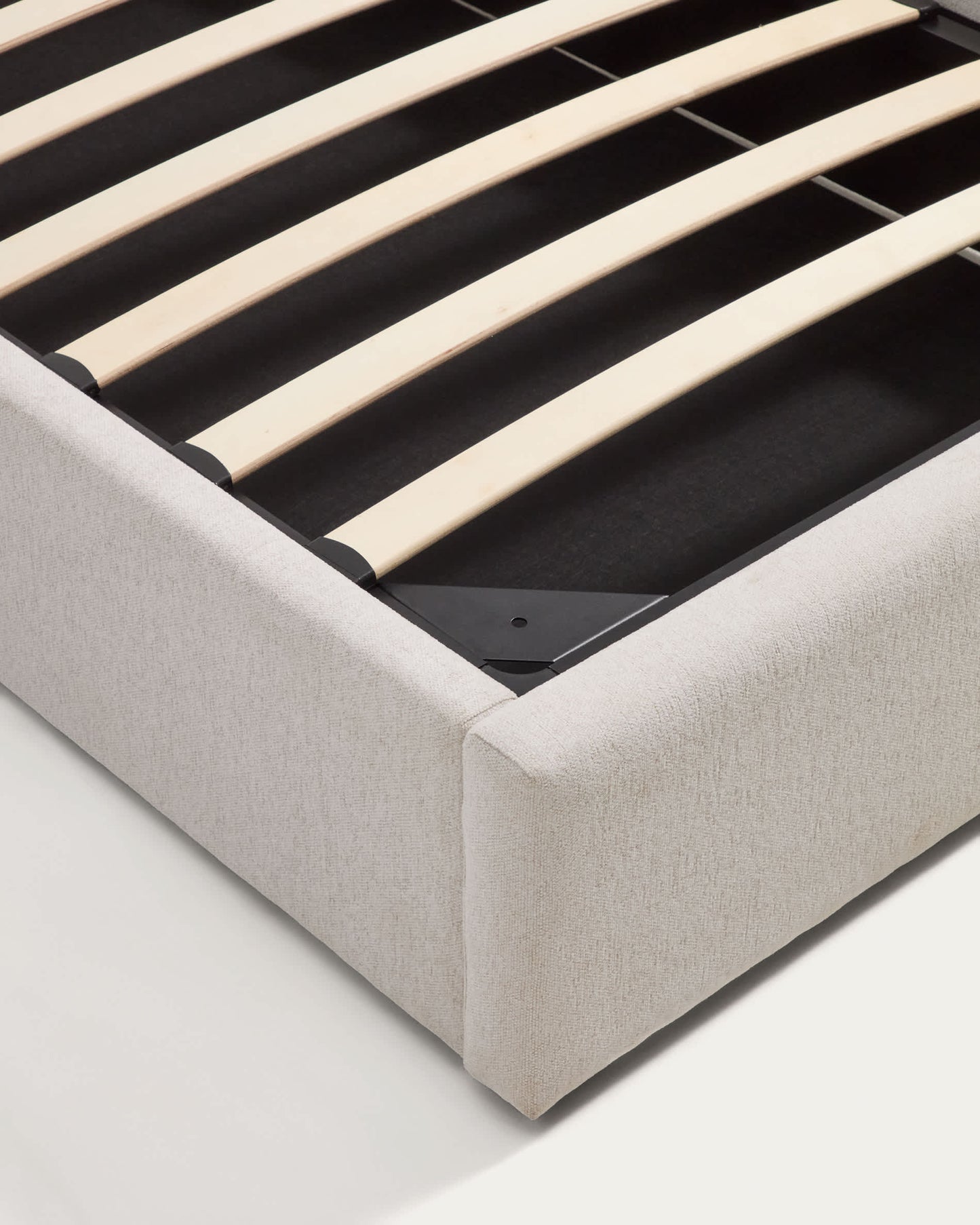 Letto contenitore sollevabile Darnela in ciniglia écru per materasso da 90 x 200 cm