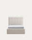 Letto contenitore sollevabile Darnela in ciniglia écru per materasso da 90 x 200 cm