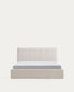 Letto contenitore sollevabile Darnela in ciniglia écru per materasso da 150 x 200 cm