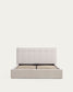 Letto contenitore sollevabile Darnela in ciniglia écru per materasso da 150 x 200 cm