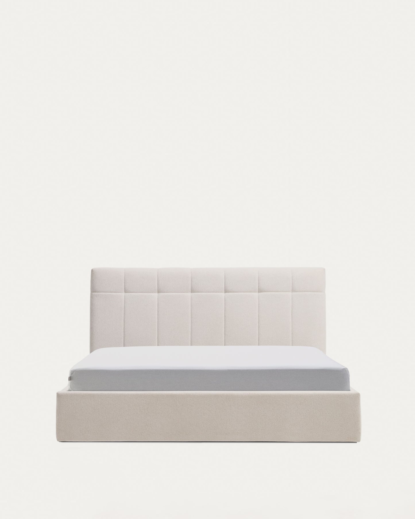 Letto contenitore sollevabile Darnela in ciniglia écru