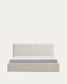 Letto contenitore sollevabile Darnela in ciniglia écru per materasso da 180 x 200 cm
