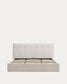Letto contenitore sollevabile Darnela in ciniglia écru per materasso da 180 x 200 cm