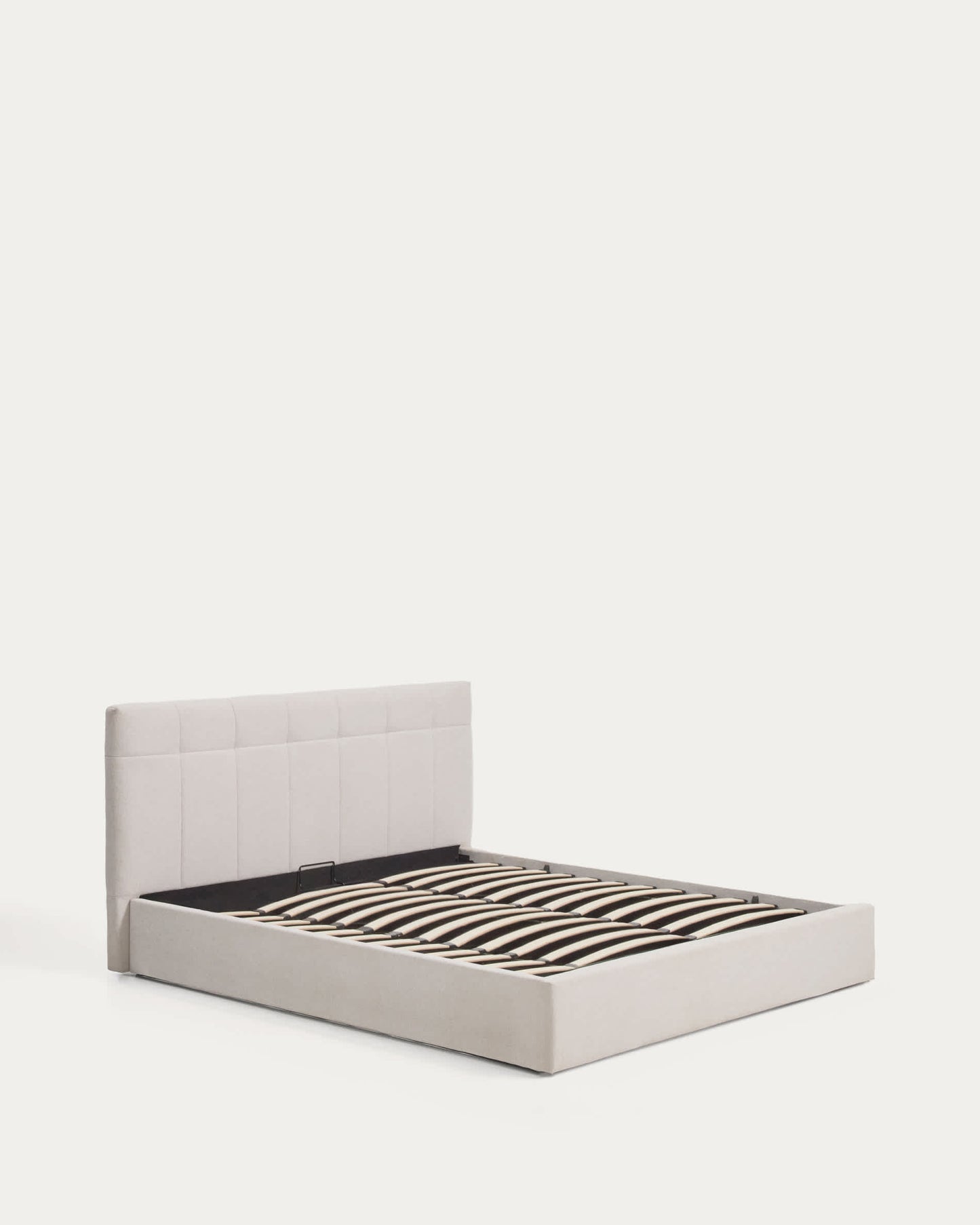 Letto contenitore sollevabile Darnela in ciniglia écru per materasso da 180 x 200 cm