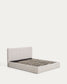 Letto contenitore sollevabile Darnela in ciniglia écru per materasso da 180 x 200 cm