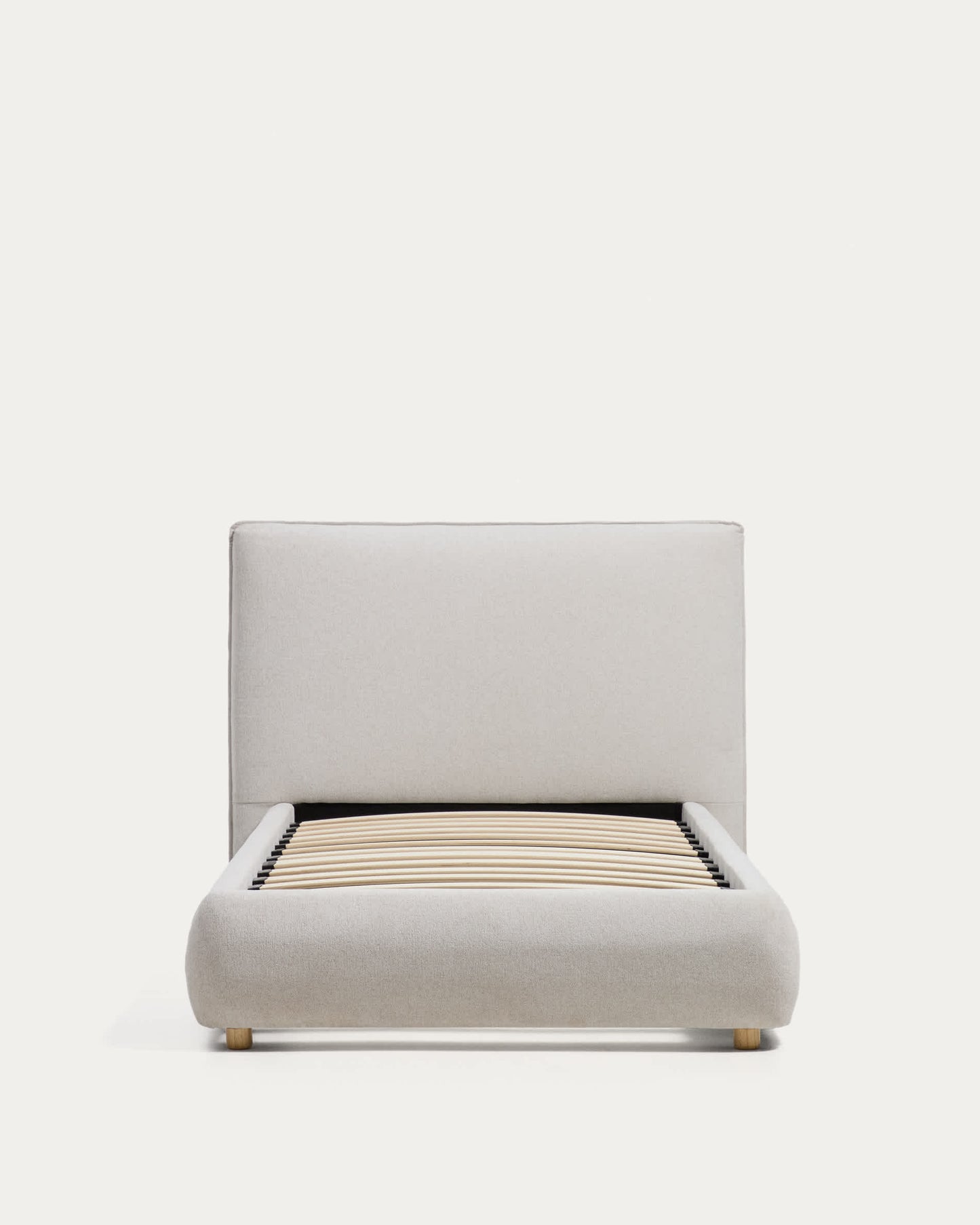 Letto Elerio in ciniglia écru per materasso da 90 x 200 cm