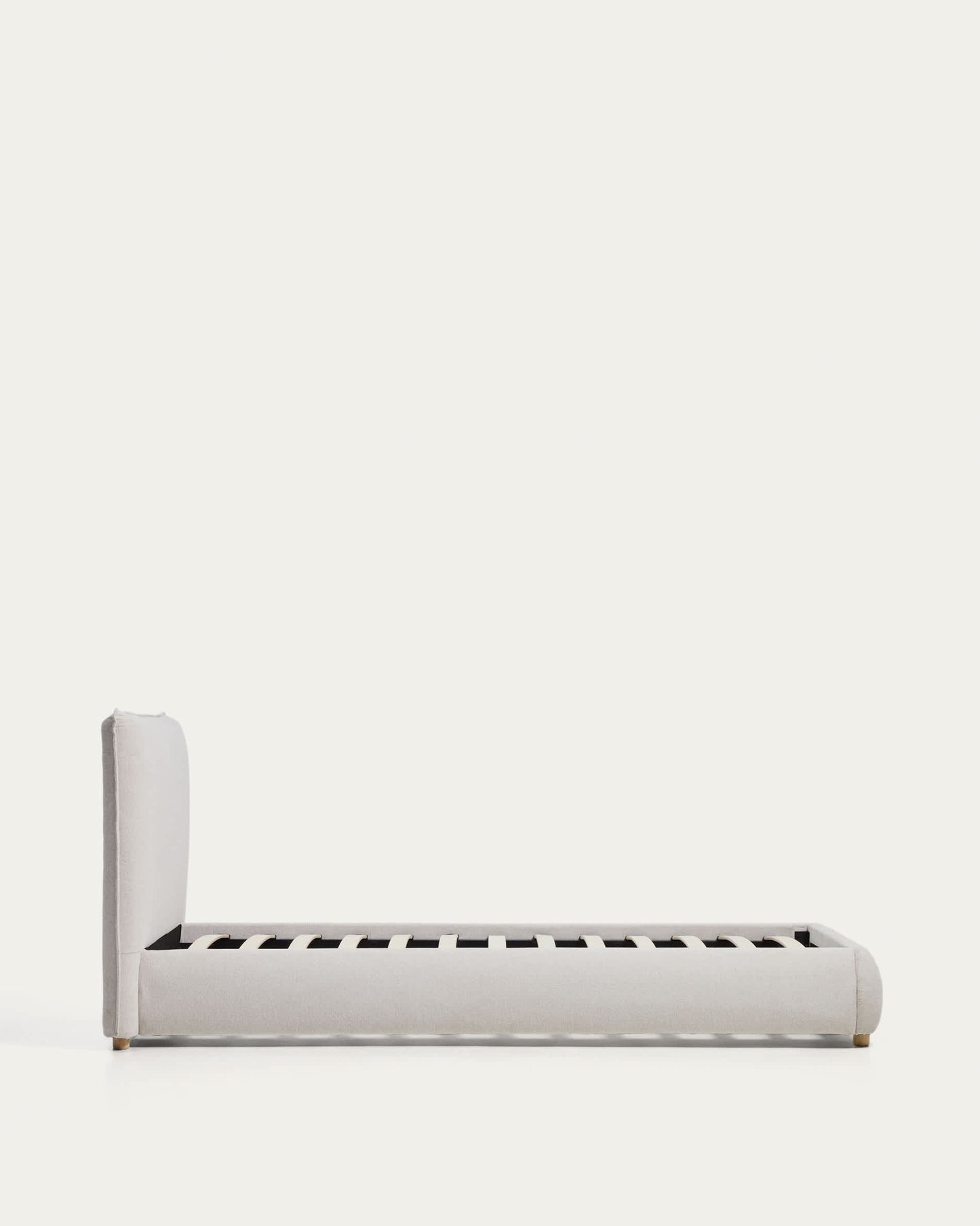 Letto Elerio in ciniglia écru per materasso da 90 x 200 cm