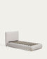 Letto Elerio in ciniglia écru per materasso da 90 x 200 cm