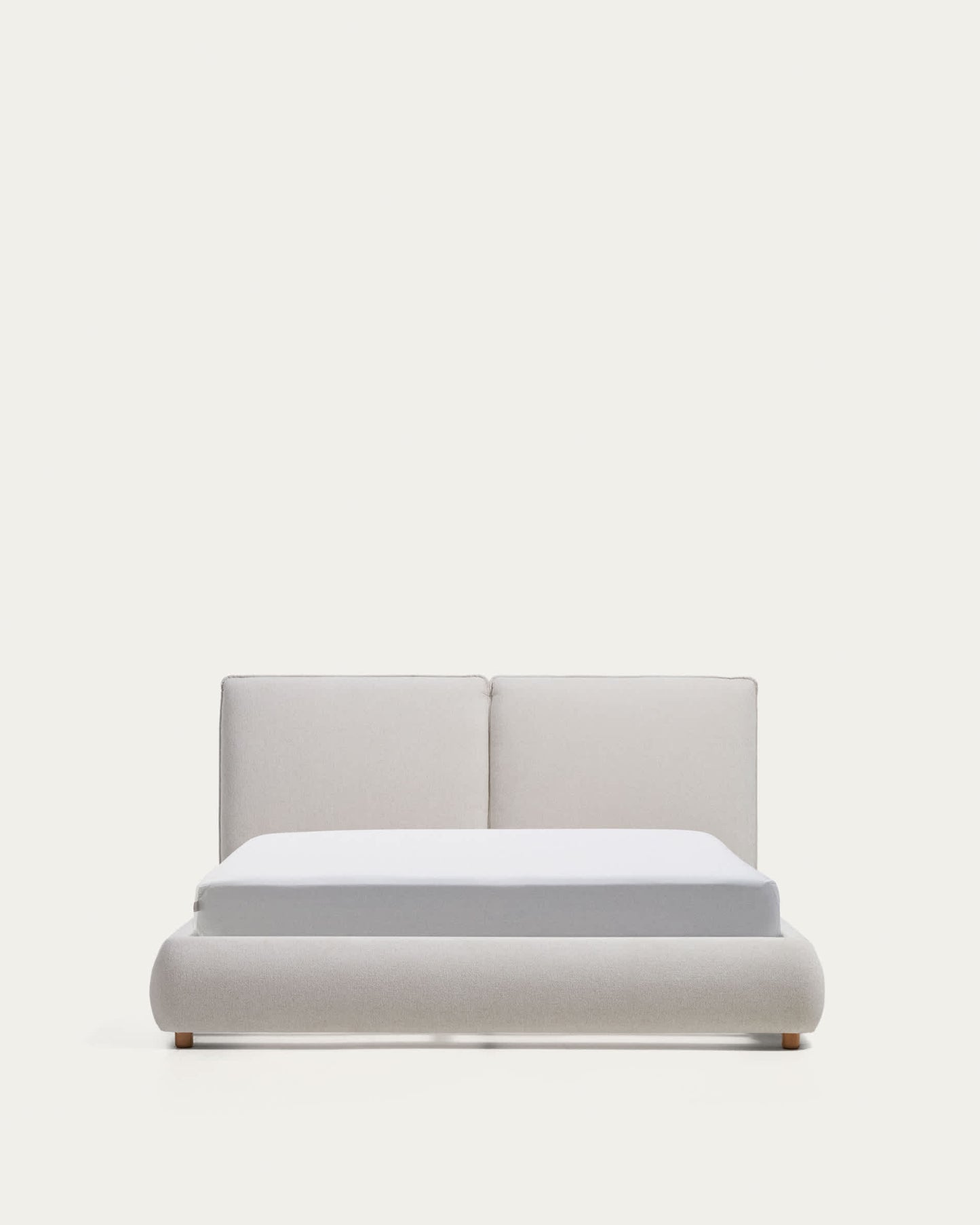 Letto Elerio in ciniglia écru per materasso da 150 x 200 cm