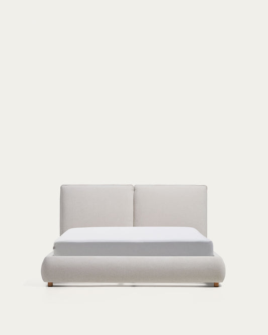 Letto Elerio in ciniglia écru per materasso da 150 x 200 cm