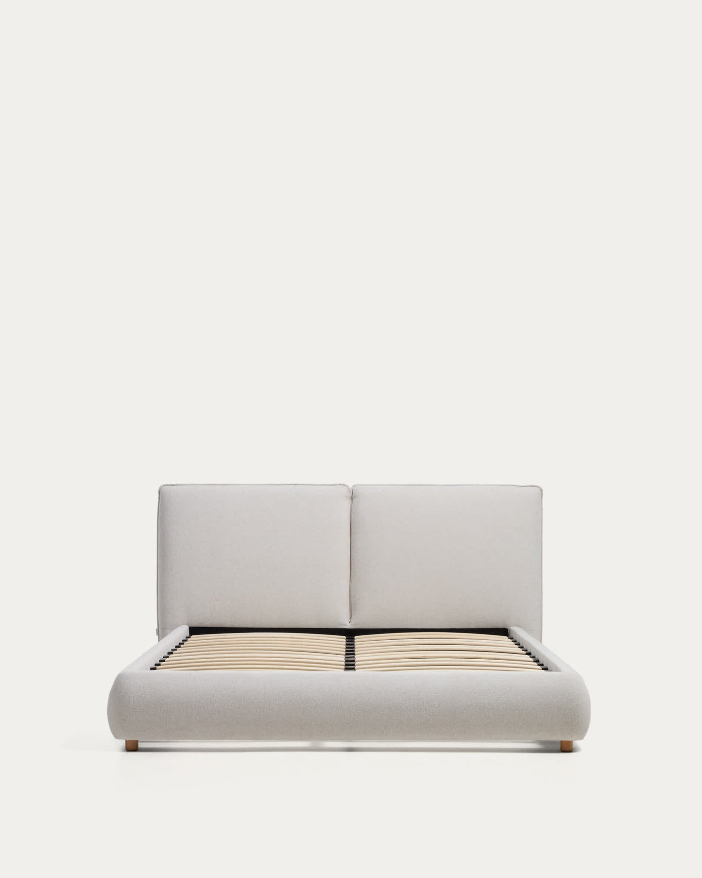 Letto Elerio in ciniglia écru per materasso da 150 x 200 cm