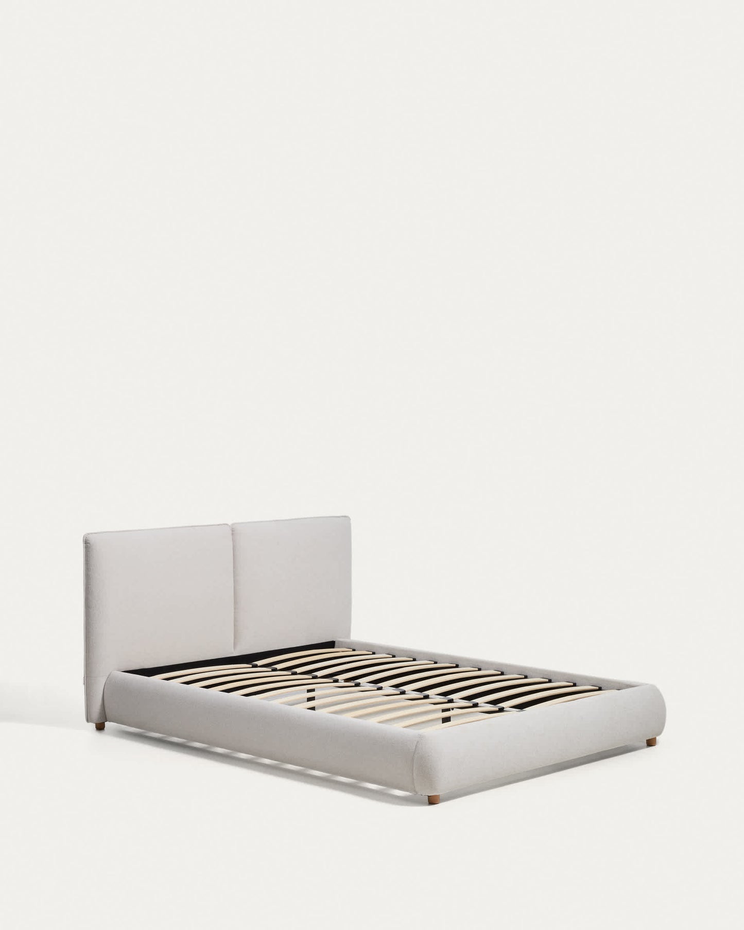 Letto Elerio in ciniglia écru per materasso da 150 x 200 cm