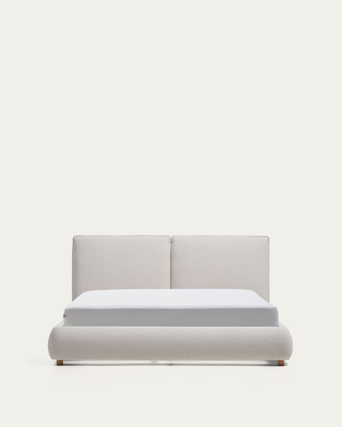 Letto Elerio in ciniglia écru per materasso da 160 x 200 cm