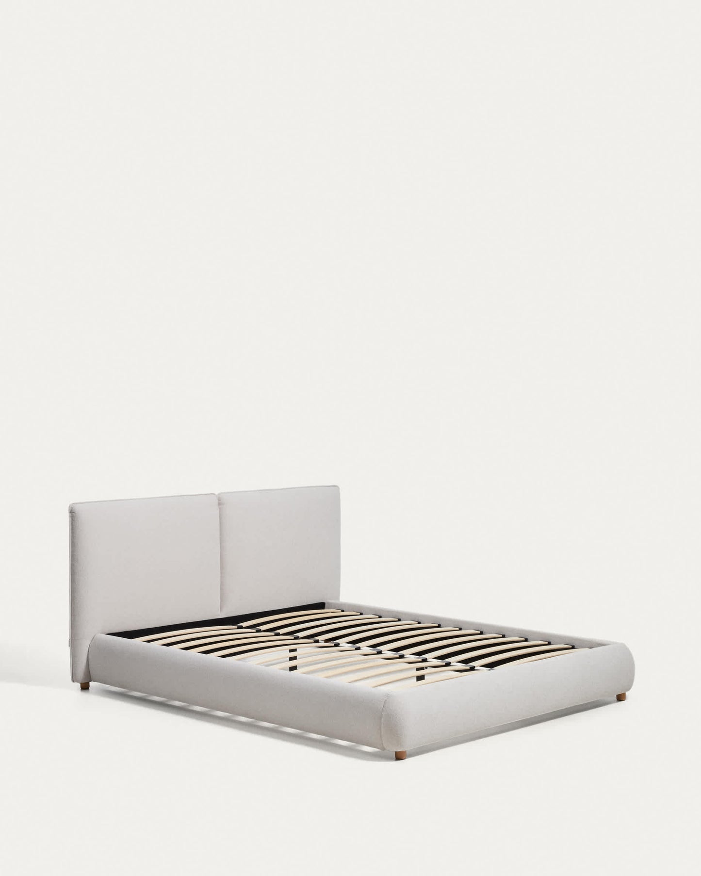 Letto Elerio in ciniglia écru per materasso da 160 x 200 cm
