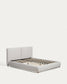 Letto Elerio in ciniglia écru per materasso da 160 x 200 cm