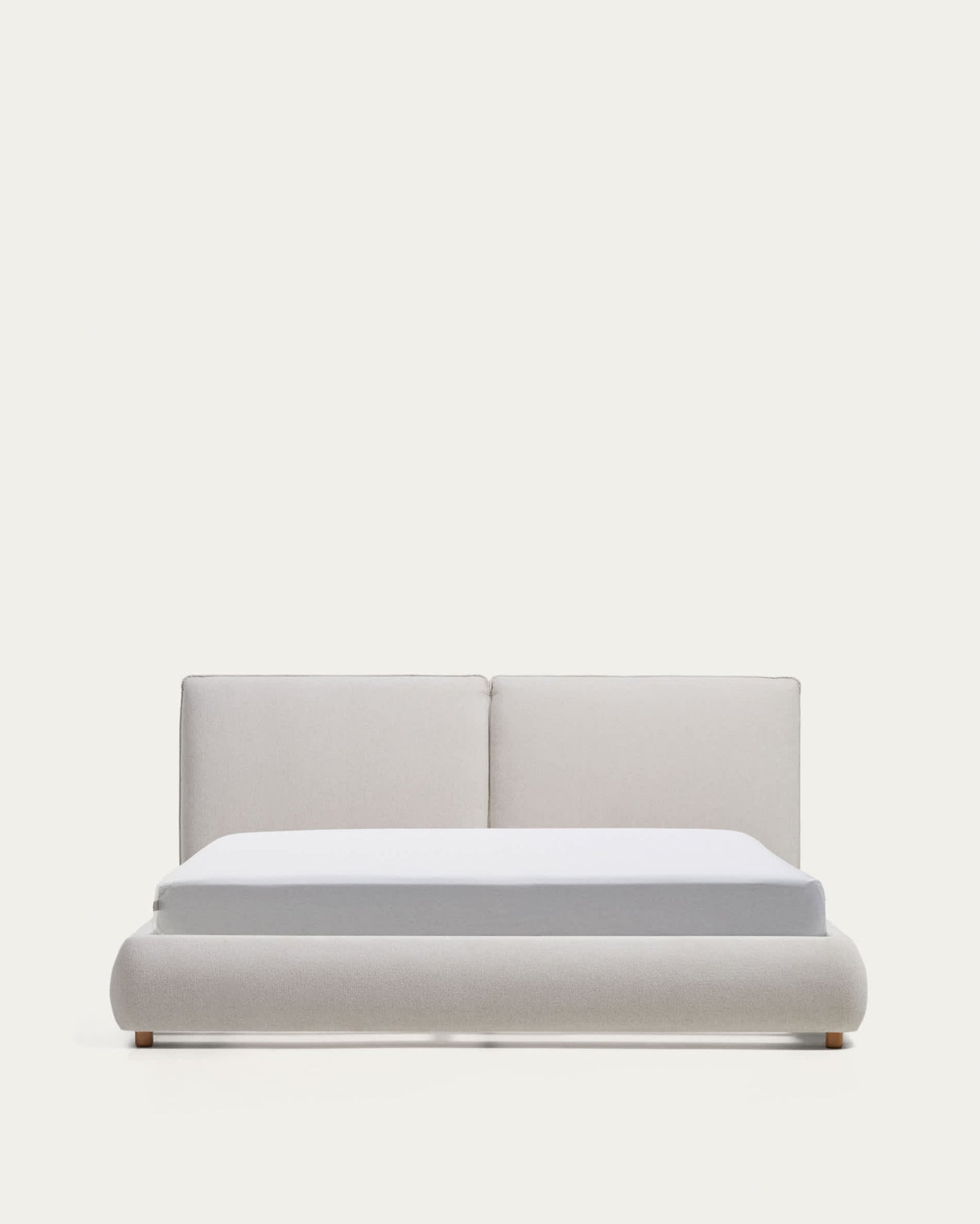 Letto Elerio in ciniglia écru per materasso da 180 x 200 cm