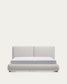 Letto Elerio in ciniglia écru per materasso da 180 x 200 cm