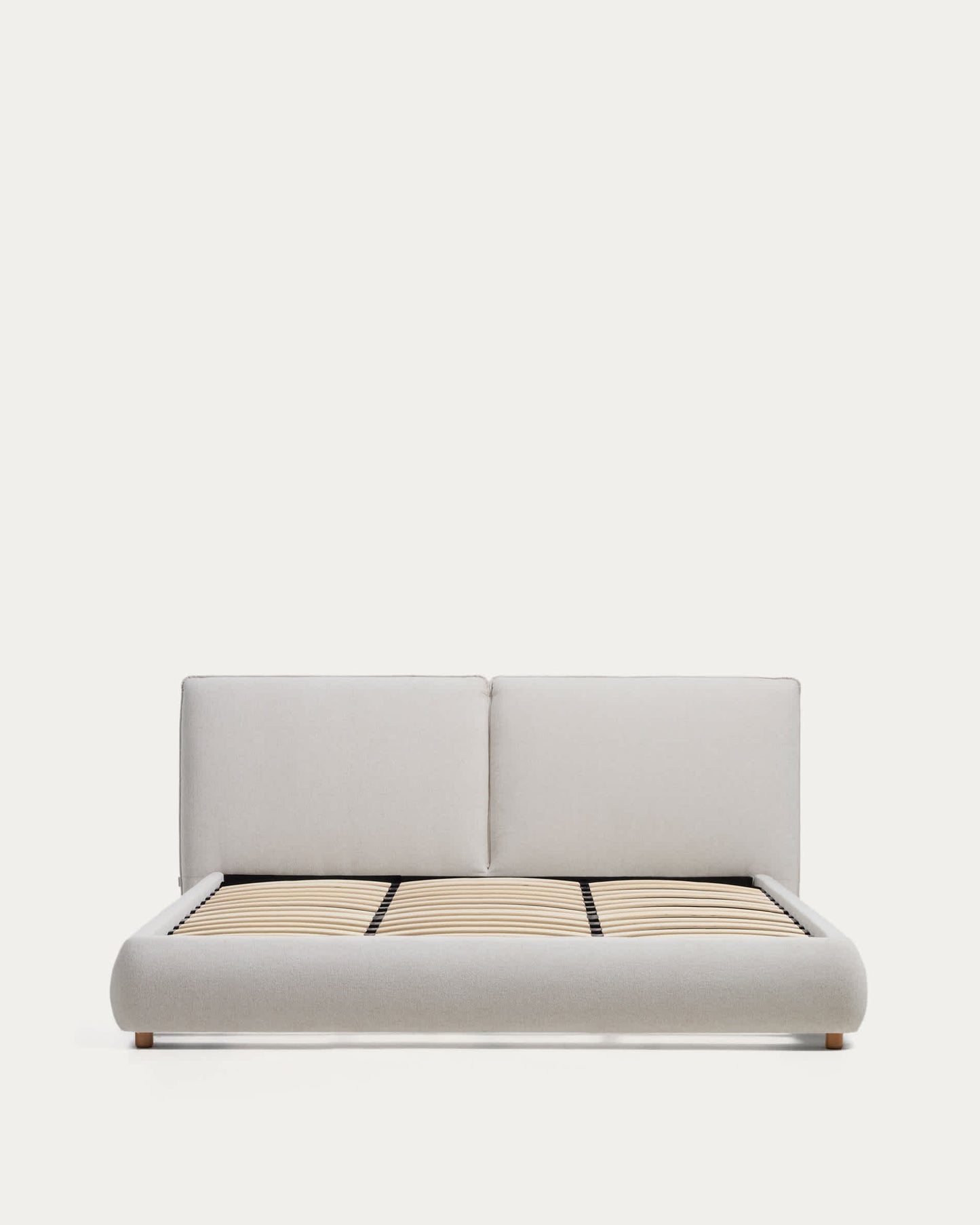 Letto Elerio in ciniglia écru per materasso da 180 x 200 cm