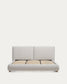 Letto Elerio in ciniglia écru per materasso da 180 x 200 cm