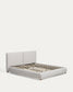 Letto Elerio in ciniglia écru per materasso da 180 x 200 cm
